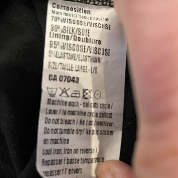 LA RAGAZZE silk blend long sleeves dress W. SIZE L.Black/white print. ITALY - Picture 7 of 12